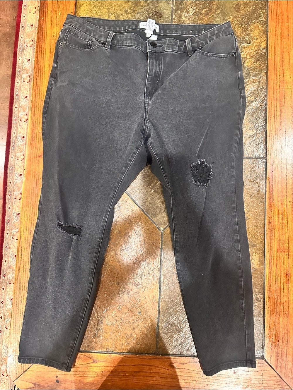 Lane Bryant Black Distressed Skinny Jeans